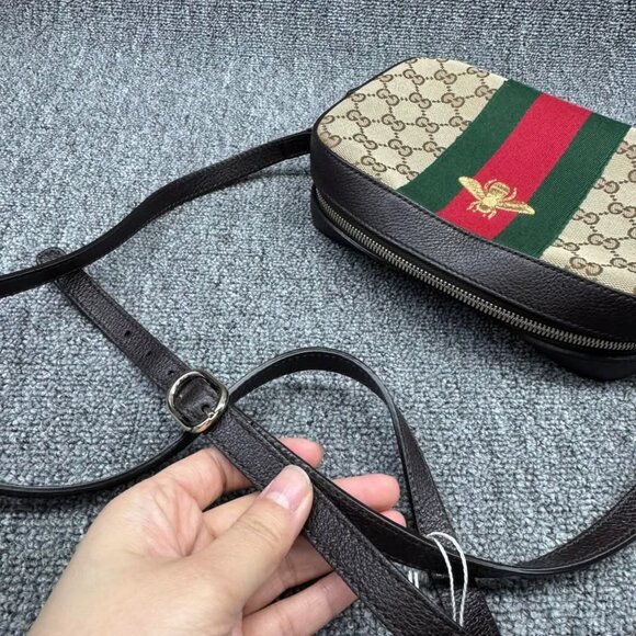 GUCCI Webby Bee Brown Cloth Shoulder Bag 670-040125 - Picture 10 of 15